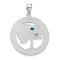 Sterling Silver Rhodium-plated 2 Birthstone W SSilver Bezel Pendant view 4