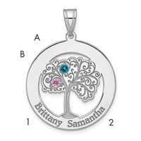 Sterling Silver Rhodium-plated 2 Birthstone W SSilver Bezel Pendant view 1