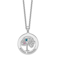 Sterling Silver Rhodium-plated 2 Birthstone W SSilver Bezel Pendant view 5