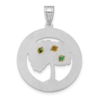 Sterling Silver Rhod-plated 3 Birthstone Pendant with 14K Bezel Family view 4