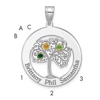 Sterling Silver Rhod-plated 3 Birthstone Pendant with 14K Bezel Family view 1