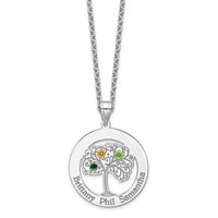 Sterling Silver Rhod-plated 3 Birthstone Pendant with 14K Bezel Family view 5