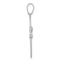 SSilver Rhodium-plated 3 Birthstone Pendant with SSilver Bezel Family view 3