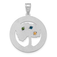 SSilver Rhodium-plated 3 Birthstone Pendant with SSilver Bezel Family view 4