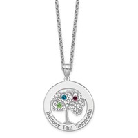 SSilver Rhodium-plated 3 Birthstone Pendant with SSilver Bezel Family view 5