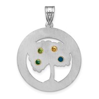 Sterling Silver Rhod-plated 4 Birthstone Pendant with 14K Bezel Family view 4