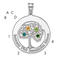 Sterling Silver Rhod-plated 4 Birthstone Pendant with 14K Bezel Family view 1
