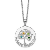 Sterling Silver Rhod-plated 4 Birthstone Pendant with 14K Bezel Family view 5
