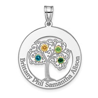 Sterling Silver Rhod-plated 4 Birthstone Pendant with 14K Bezel Family view 2