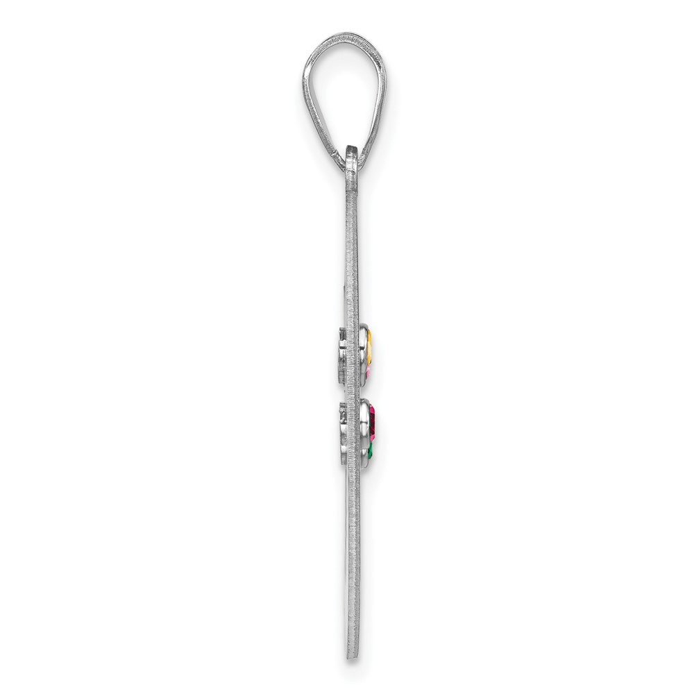 Sterling Silver/Rhodium-plated 4 Birthstone with SS Bezel Family Pendant (QMP10/4SS)