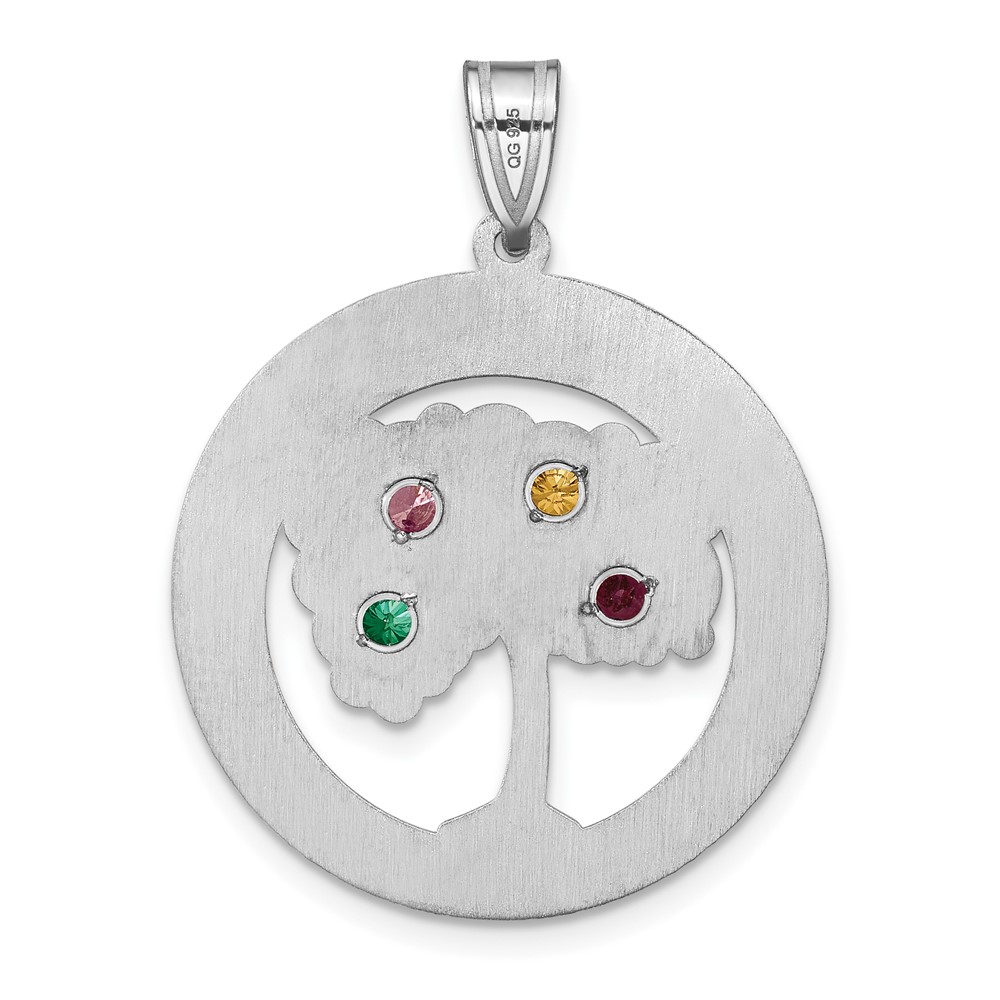 Sterling Silver/Rhodium-plated 4 Birthstone with SS Bezel Family Pendant (QMP10/4SS)