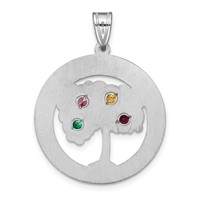SSilver Rhodium-plated 4 Birthstone Pendant with SSilver Bezel Family view 4