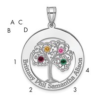 SSilver Rhodium-plated 4 Birthstone Pendant with SSilver Bezel Family view 1