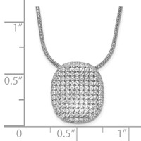 Sterling Silver Rhodium-Plated CZ Brilliant Embers Pave Oval Necklace view 4