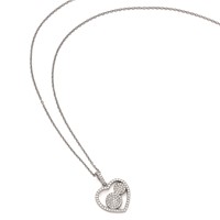 Sterling Silver & CZ Brilliant Embers Polished Heart Necklace view 2