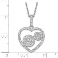 Sterling Silver & CZ Brilliant Embers Polished Heart Necklace view 3