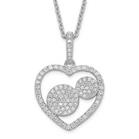 Sterling Silver & CZ Brilliant Embers Polished Heart Necklace view 1