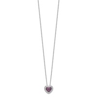 Brilliant Embers Sterling Silver Rhodium-plated 112 Stone with 2 Inch Extender Lobster Clasp Micro Pavé Red and White CZ Heart Necklace with 2 Inch Extender, 18" view 2