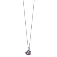 Brilliant Embers Sterling Silver Rhodium-plated 68 Stone Micro Pavé Pink and White CZ Heart Necklace with 2 Inch Extender, 18" view 2