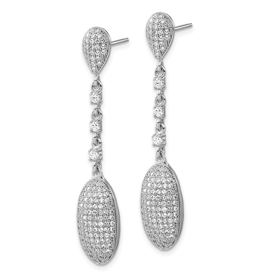 Brilliant Embers Sterling Silver Polished CZ Post Dangle Earrings