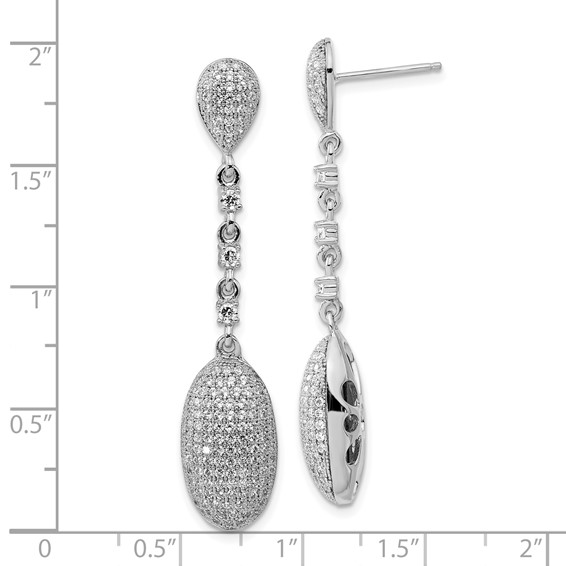 Brilliant Embers Sterling Silver Polished CZ Post Dangle Earrings