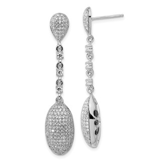 Brilliant Embers Sterling Silver Polished CZ Post Dangle Earrings