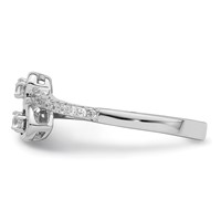 Brilliant Embers Sterling Silver Rhodium-plated 21 Stone Micro Pavé CZ Heart Ring view 3