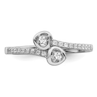 Brilliant Embers Sterling Silver Rhodium-plated 21 Stone Micro Pavé CZ Heart Ring view 5