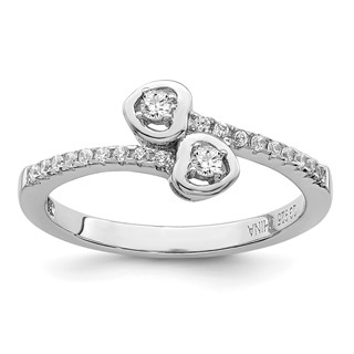 Brilliant Embers Sterling Silver Rhodium-plated 21 Stone Micro Pavé CZ Heart Ring