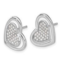 Sterling Silver Brilliant Embers Polished CZ Heart Post Earrings view 2
