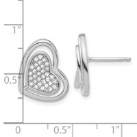 Sterling Silver Brilliant Embers Polished CZ Heart Post Earrings view 3