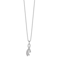 Brilliant Embers Sterling Silver Rhodium-plated 78 Stone Micro Pavé CZ Ribbon Necklace with 2 Inch Extender, 18" view 2