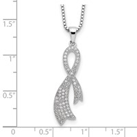 Brilliant Embers Sterling Silver Rhodium-plated 78 Stone Micro Pavé CZ Ribbon Necklace with 2 Inch Extender, 18" view 5