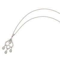 Sterling Silver & CZ Brilliant Embers Heart Necklace with Teardrop view 2