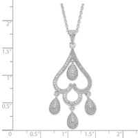 Sterling Silver & CZ Brilliant Embers Heart Necklace with Teardrop view 3