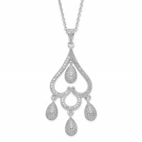 Sterling Silver & CZ Brilliant Embers Heart Necklace with Teardrop view 1