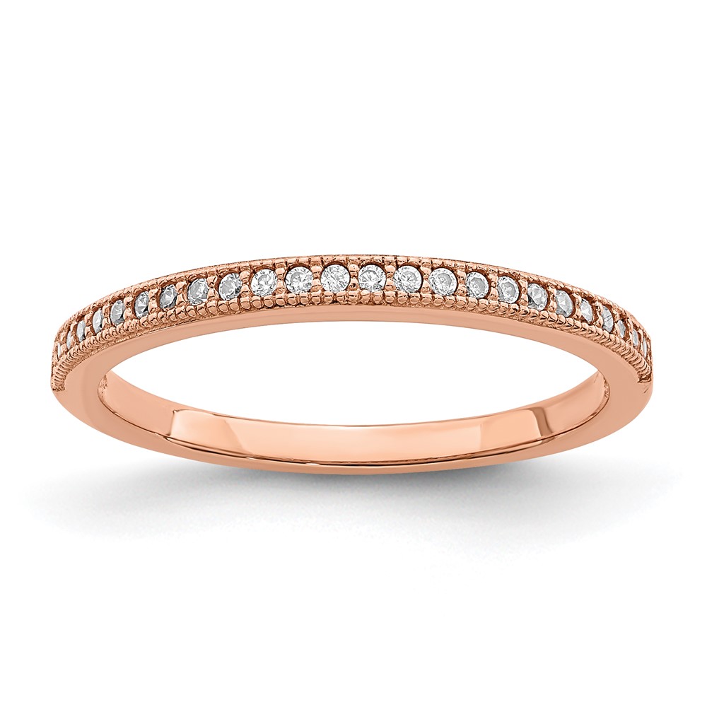 Brilliant Embers Sterling Silver Rose Gold-plated 25 Stone Micro Pavé CZ Polished Ring
