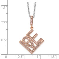 Brilliant Embers Sterling Silver Rose Gold-plated 68 Stone Micro Pavé CZ Love Necklace with 2 Inch Extender, 18" view 5