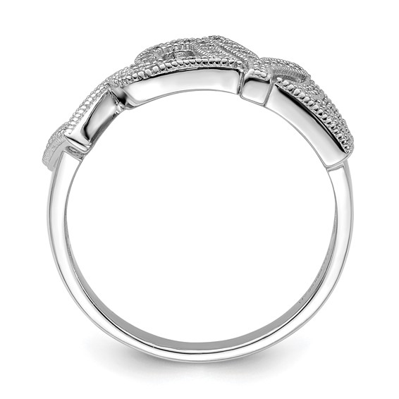 Brilliant Embers Sterling Silver Rhodium-plated 63 Stone Micro Pavé CZ Polished Love Ring