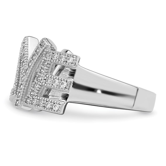 Brilliant Embers Sterling Silver Rhodium-plated 63 Stone Micro Pavé CZ Polished Love Ring