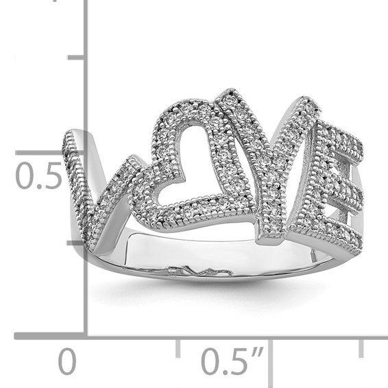 Brilliant Embers Sterling Silver Rhodium-plated 63 Stone Micro Pavé CZ Polished Love Ring