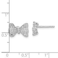 Brilliant Embers Sterling Silver Rhodium-plated 102 Stone Micro Pav‚ CZ Bow Post Earrings view 4
