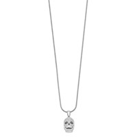 Brilliant Embers Sterling Silver Rhodium-plated 88 Stone Micro Pavé CZ Polished Skull Necklace with 2 Inch Extender, 18" view 2