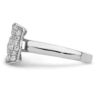 Brilliant Embers Sterling Silver Rhodium-plated 71 Stone Micro Pavé CZ Bow Ring view 3