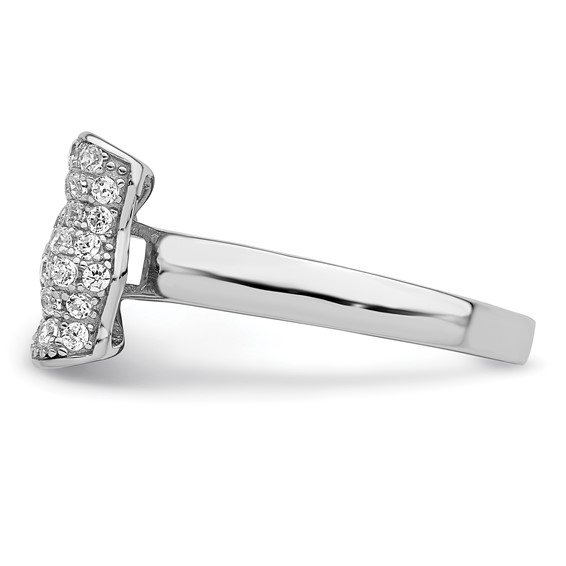 Brilliant Embers Sterling Silver Rhodium-plated 71 Stone Micro Pavé CZ Bow Ring