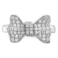Brilliant Embers Sterling Silver Rhodium-plated 71 Stone Micro Pavé CZ Bow Ring view 5