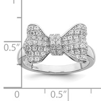 Brilliant Embers Sterling Silver Rhodium-plated 71 Stone Micro Pavé CZ Bow Ring view 4