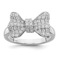Brilliant Embers Sterling Silver Rhodium-plated 71 Stone Micro Pavé CZ Bow Ring view 1