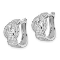 Brilliant Embers Sterling Silver Rhodium-plated 202 Stone Micro Pavé CZ Buckle Hinged Post Earrings view 2