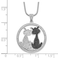 Brilliant Embers Sterling Silver Rhodium-plated 155 Stone Micro Pavé Black and White CZ Cat Necklace with 2 Inch Extender, 18" view 4